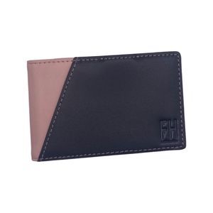 Leather wallet|| charcoal and blush